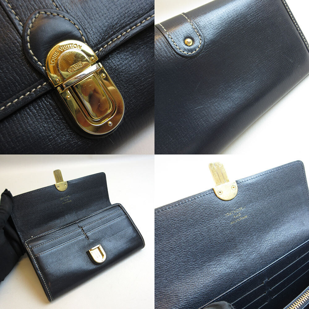 Louis Vuitton Portefeuille Sarah Cuir Utah Long Wallet Navy Blue - Picture 4 of 5